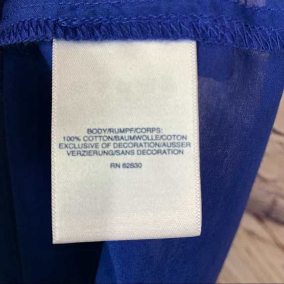 Lands End Blue Floral Embroidered Short Sleeve Top - Picture 10 of 12